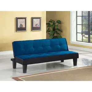 66" X 29" X 28" Blue Flannel Fabric Adjustable Couch