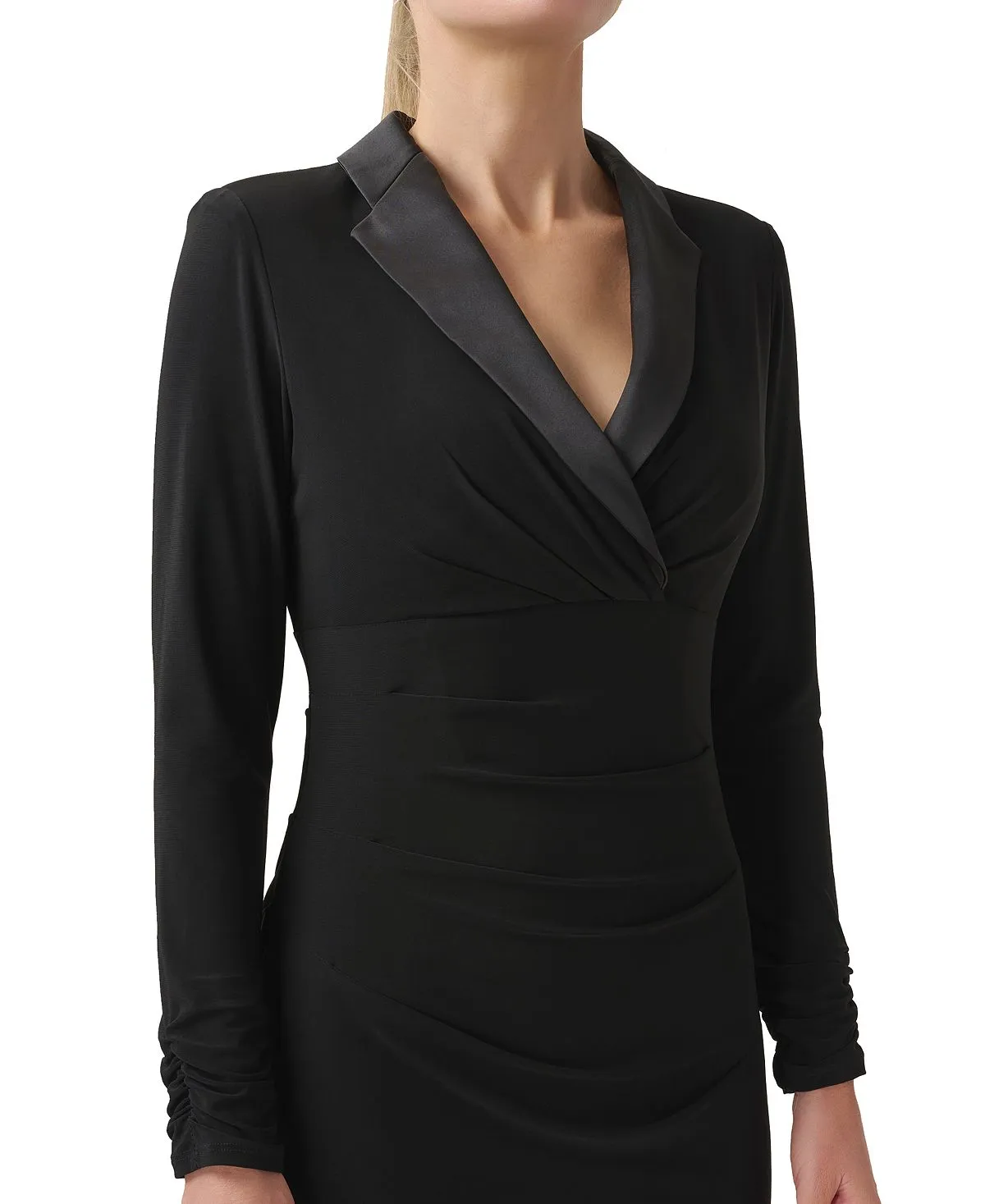 Adrianna Papell Women's Knitted Tuxedo Sheath Dress, Black