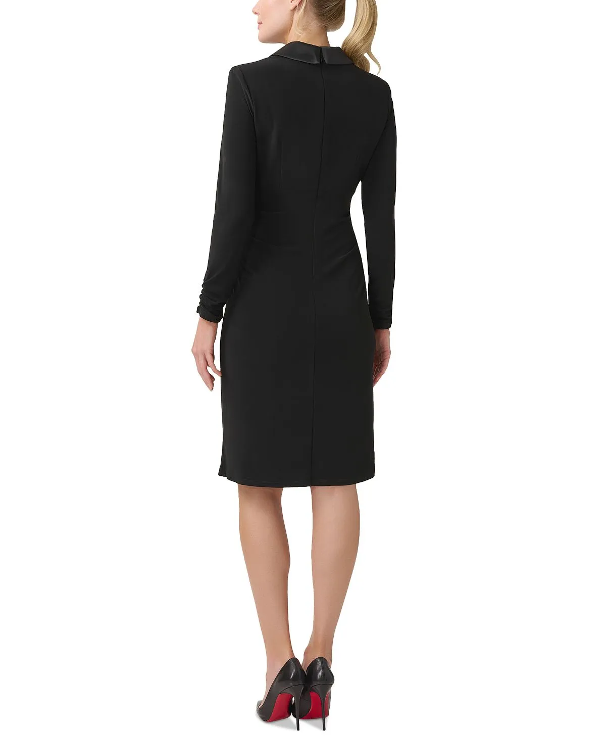 Adrianna Papell Women's Knitted Tuxedo Sheath Dress, Black