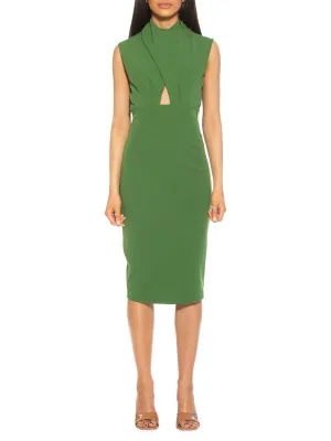 Alexia Admor Elouise sheath dress with draping, green