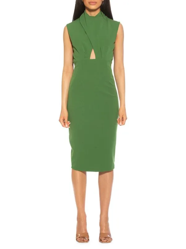 Alexia Admor Elouise sheath dress with draping, green