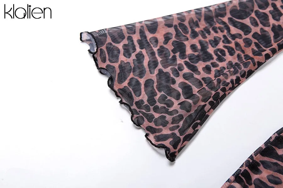 Autumn Fashion Sexy Hollow Out Backless Leopard Print Casual Street Party Vacation Beach Bodycon Dress