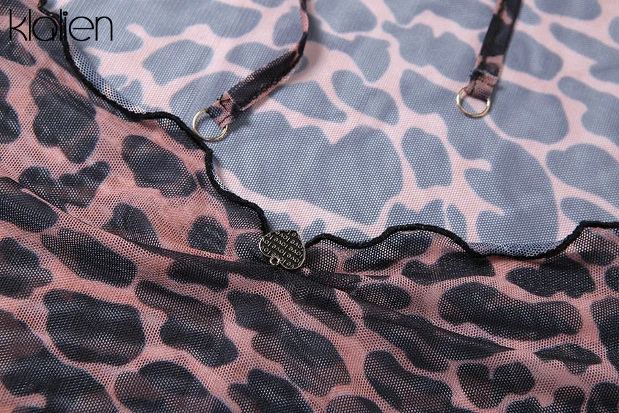 Autumn Fashion Sexy Hollow Out Backless Leopard Print Casual Street Party Vacation Beach Bodycon Dress