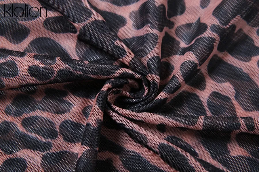 Autumn Fashion Sexy Hollow Out Backless Leopard Print Casual Street Party Vacation Beach Bodycon Dress