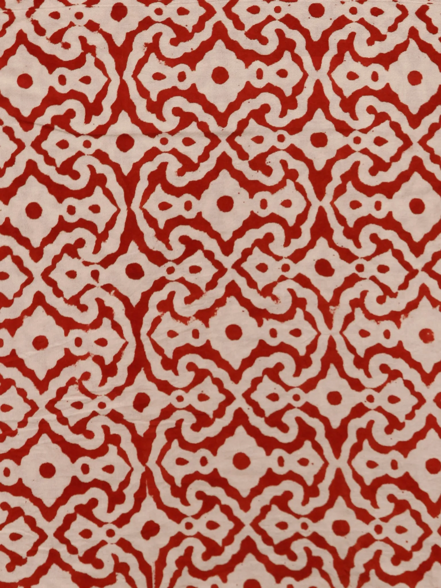 Beige Black Red Hand Block Printed Cotton Suit-Salwar Fabric With Chiffon Dupatta (Set of 3) - SU01HB374