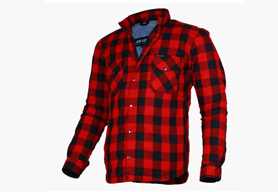 BGA Exo Protective Motorcycle Flannel Shirts Red/Black