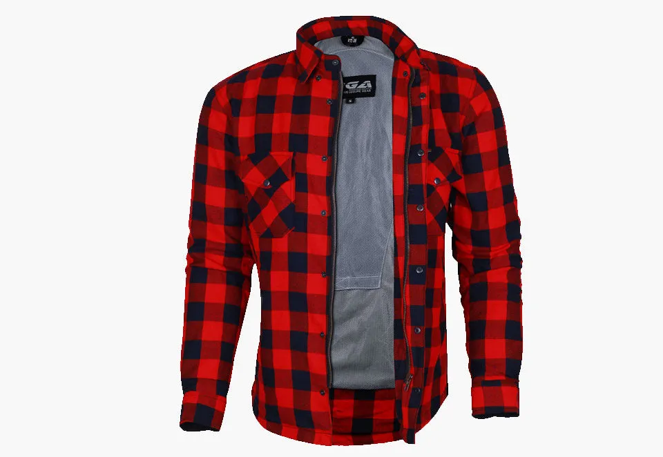BGA Exo Protective Motorcycle Flannel Shirts Red/Black
