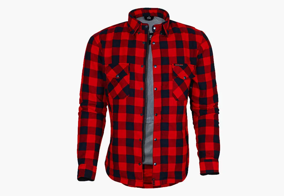 BGA Exo Protective Motorcycle Flannel Shirts Red/Black