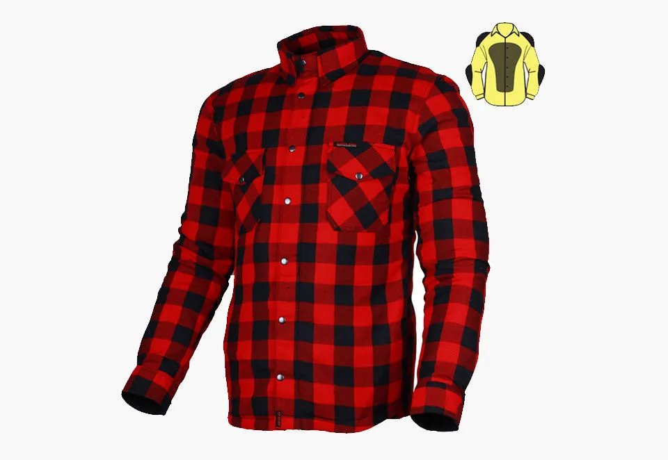 BGA Exo Protective Motorcycle Flannel Shirts Red/Black