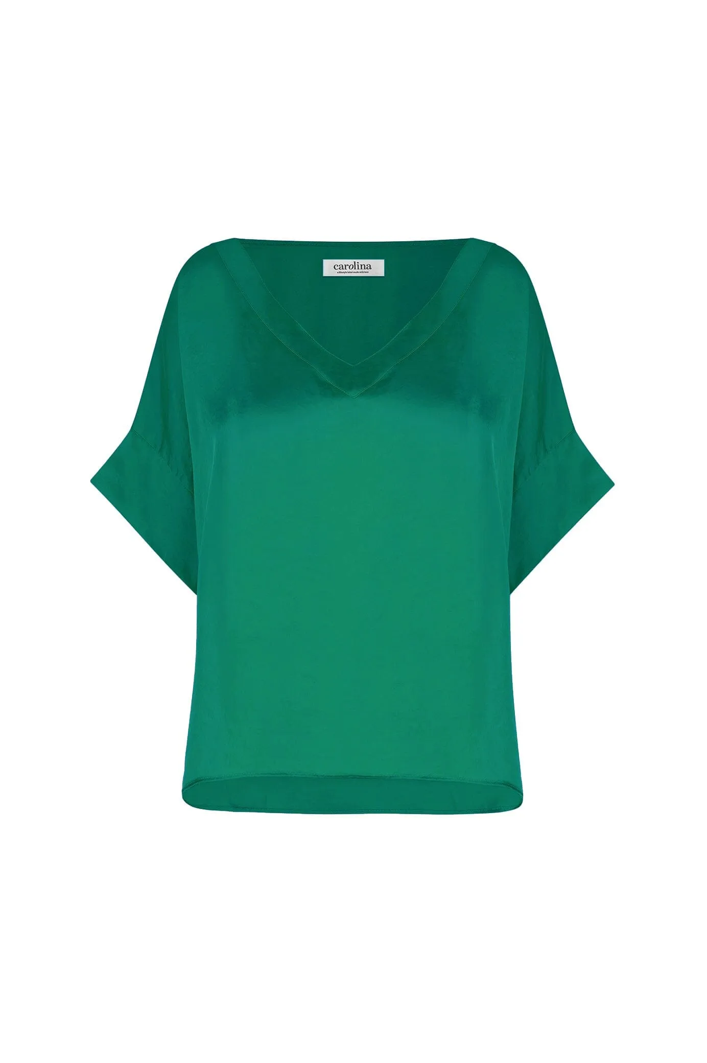 Bianca Short Sleeve Top Emerald with V Neck