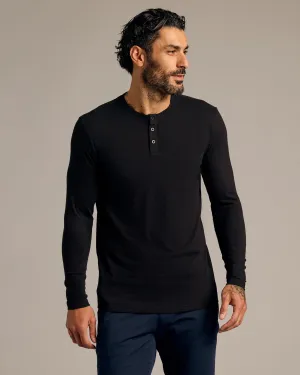 Black Long Sleeve Tall Classic Henley