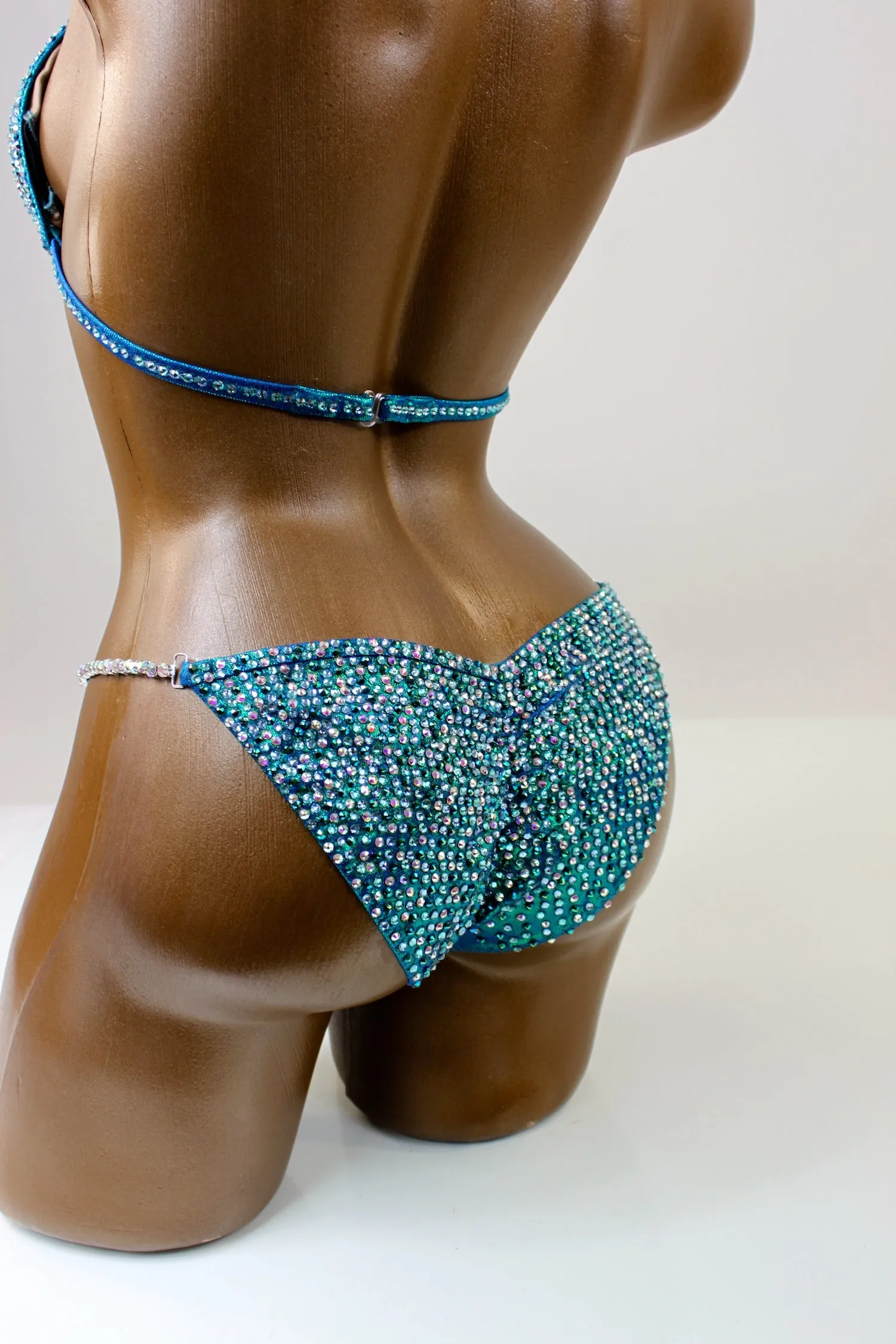 Blue/Green Crystals Bikini Suit