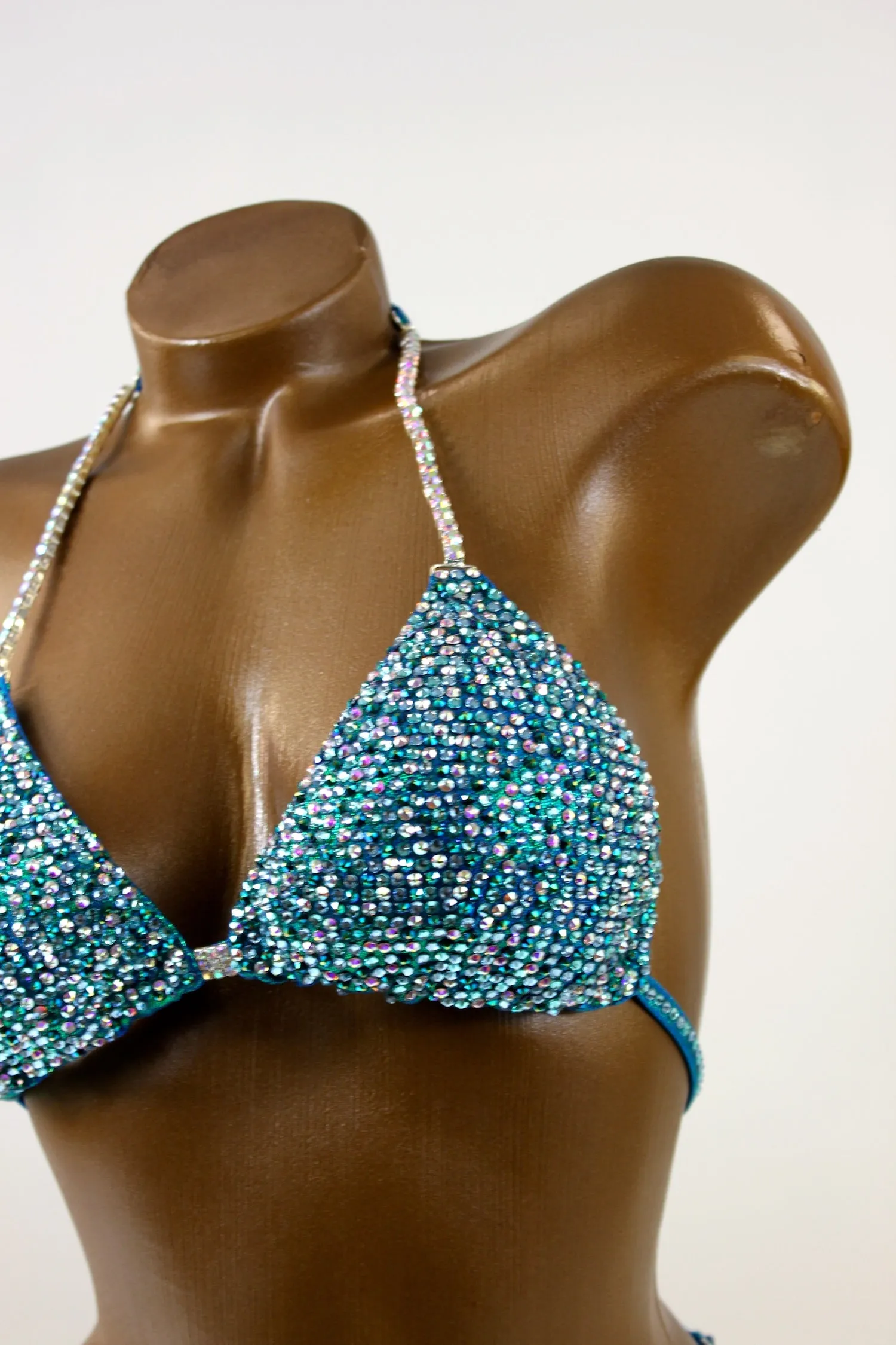 Blue/Green Crystals Bikini Suit