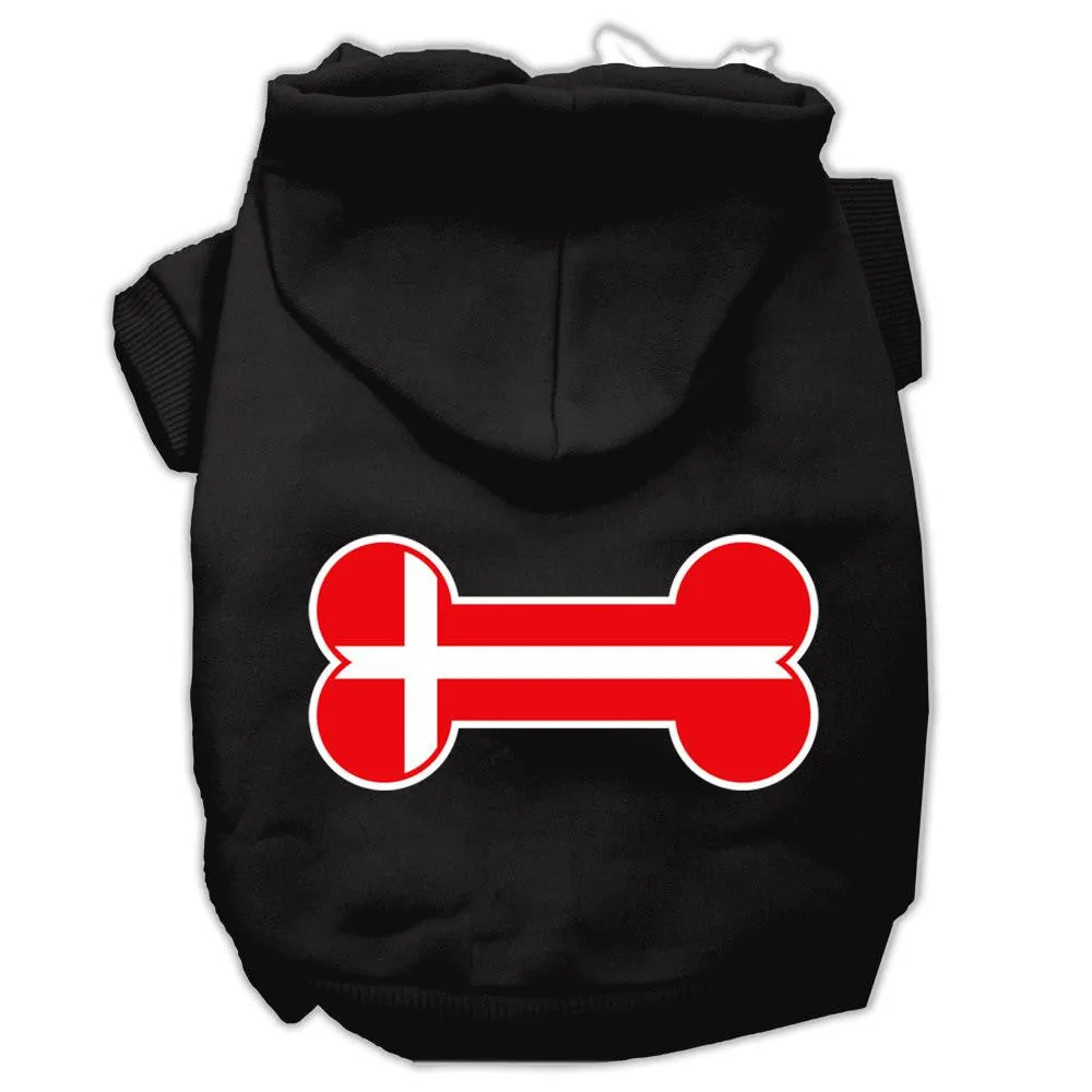 Bone Shaped Denmark Flag Screen Print Pet Hoodies Black M (12)