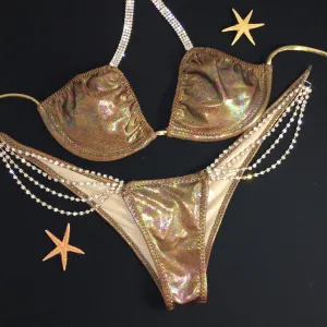 Bronze Iridescent (Connectors#2 Gold,4 Tier Dangle) MICRO Cheeky