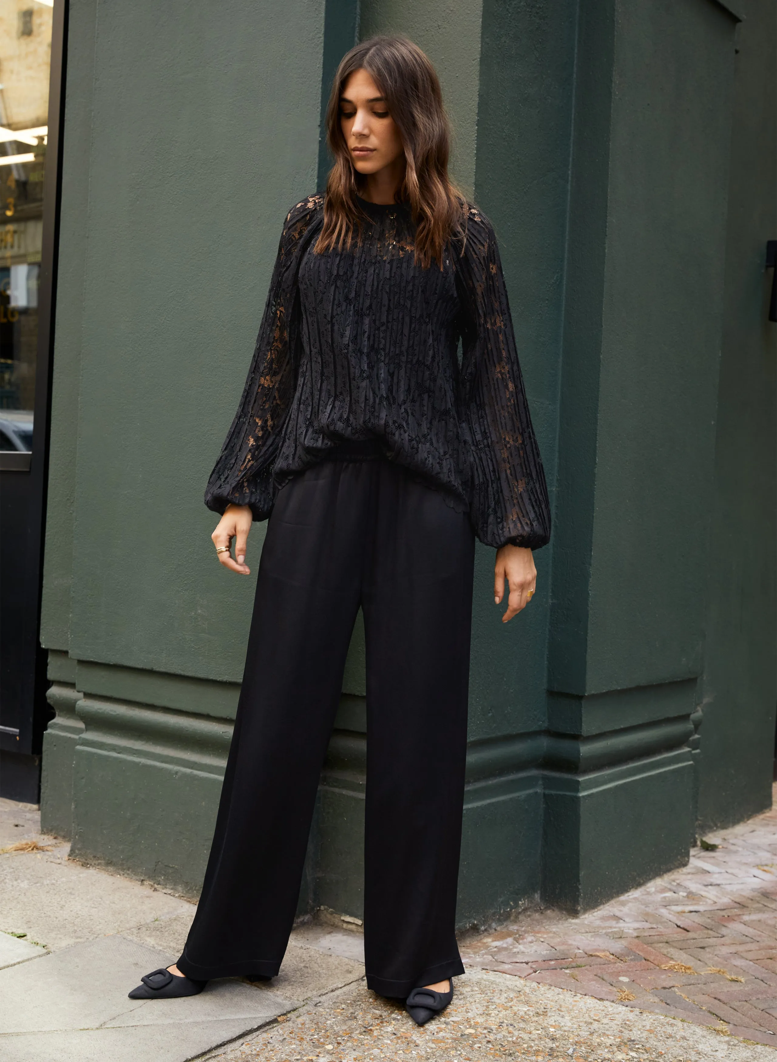 Coline Recycled Lace Sheer Top