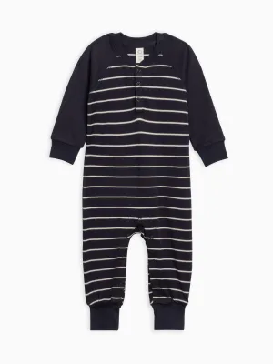 Colored Organics - Brix Henley Romper - Kade Stripe/Navy