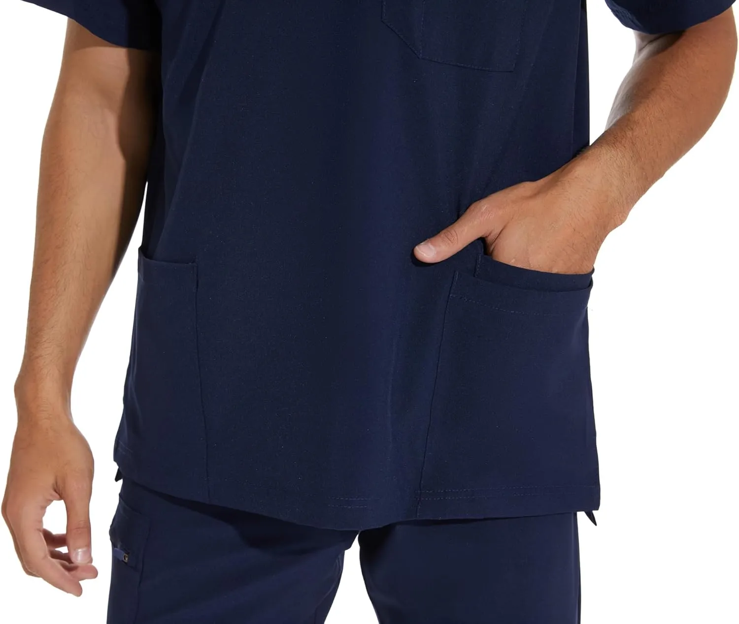 COZYFIT Men Scrubs Set  Stretch V-Neck Scrub Top & Jogger Pant with 8 Pockets, Yoga Waistband, Anti-Wrinkle Scrubs for Men