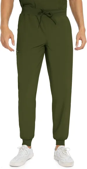 COZYFIT Scrub Pants for Men - Slim Jogger Pants with 5 Pockets, Yoga Waistband, Anti-Wrinkle Scrubs for Men