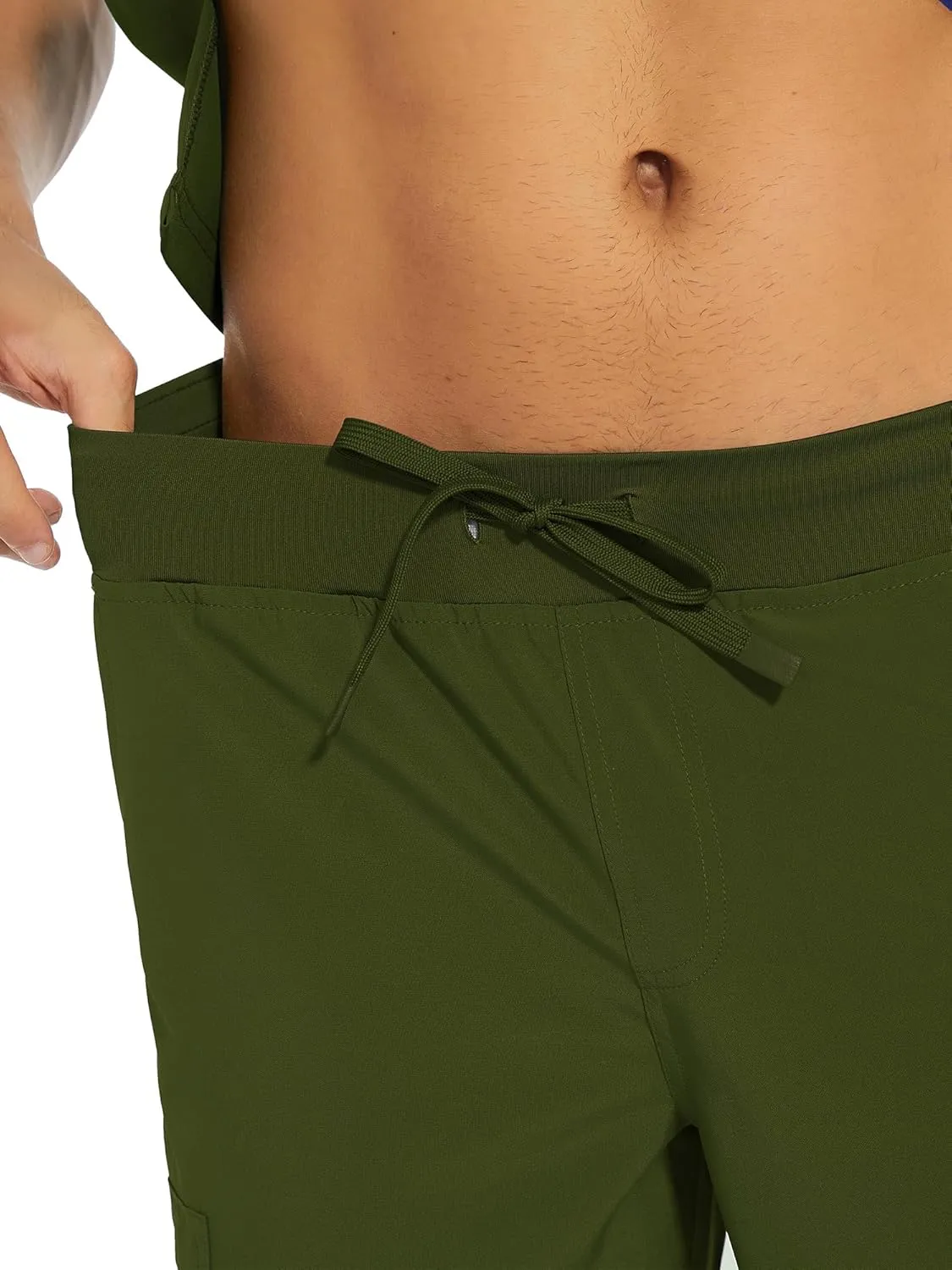 COZYFIT Scrub Pants for Men - Slim Jogger Pants with 5 Pockets, Yoga Waistband, Anti-Wrinkle Scrubs for Men