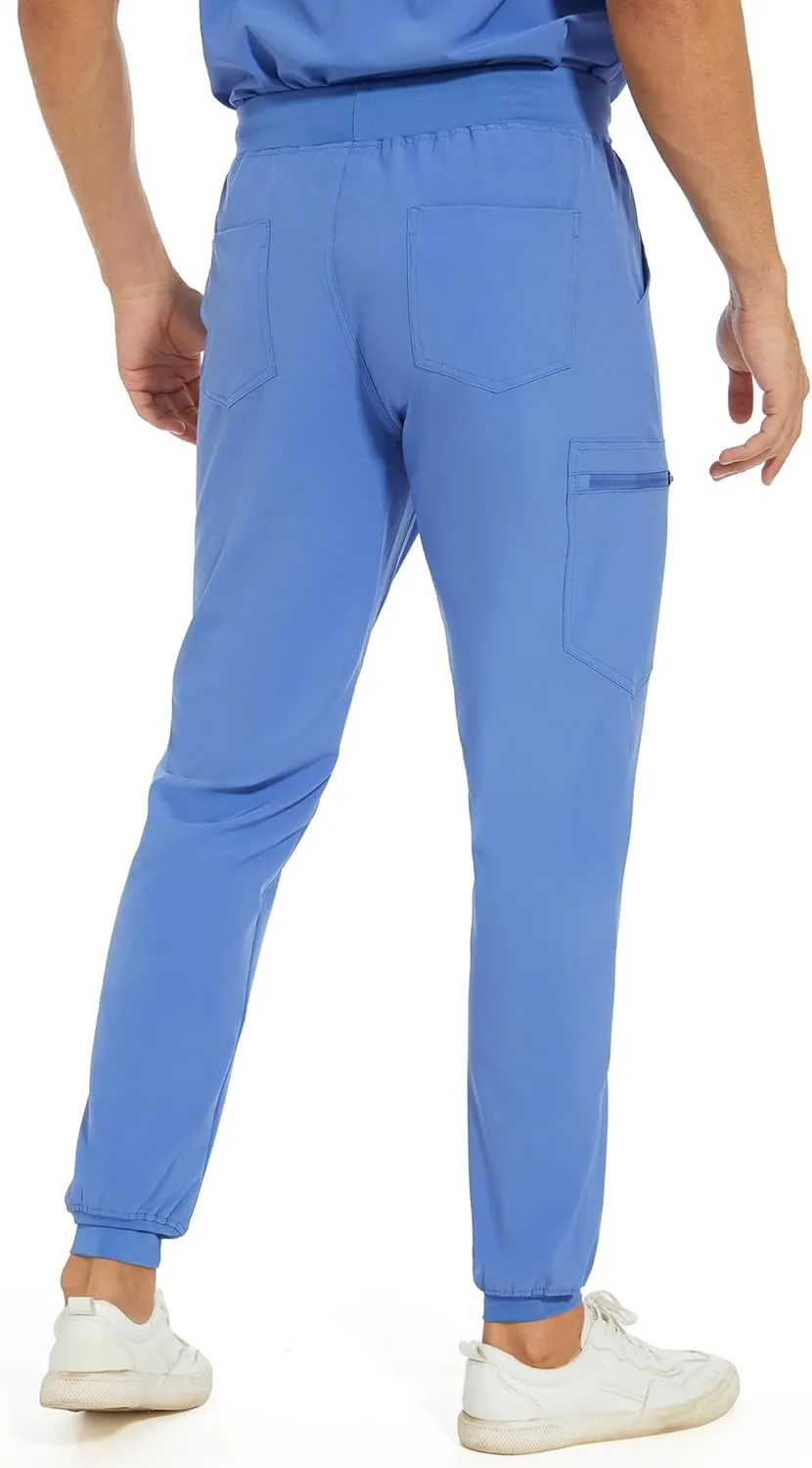 COZYFIT Scrub Pants for Men - Slim Jogger Pants with 5 Pockets, Yoga Waistband, Anti-Wrinkle Scrubs for Men