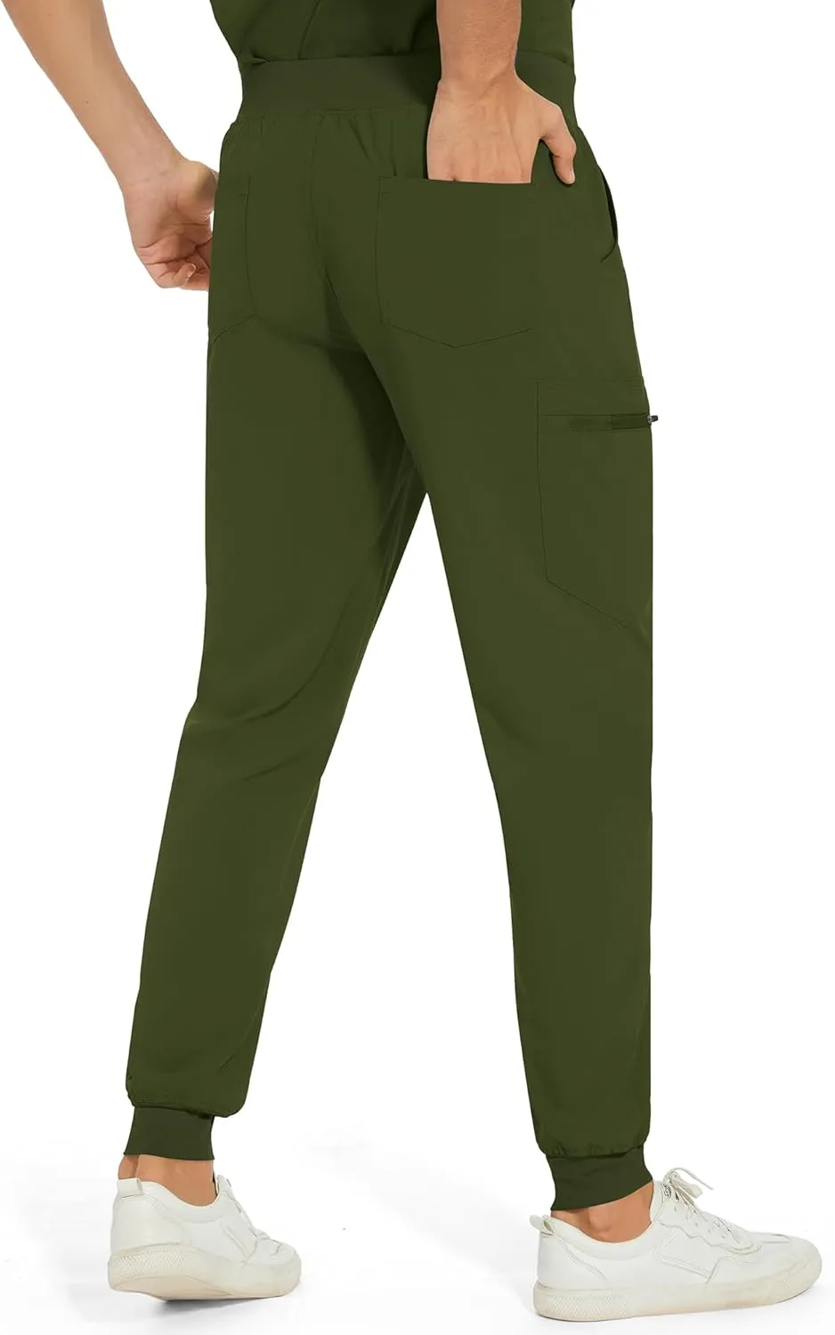 COZYFIT Scrub Pants for Men - Slim Jogger Pants with 5 Pockets, Yoga Waistband, Anti-Wrinkle Scrubs for Men