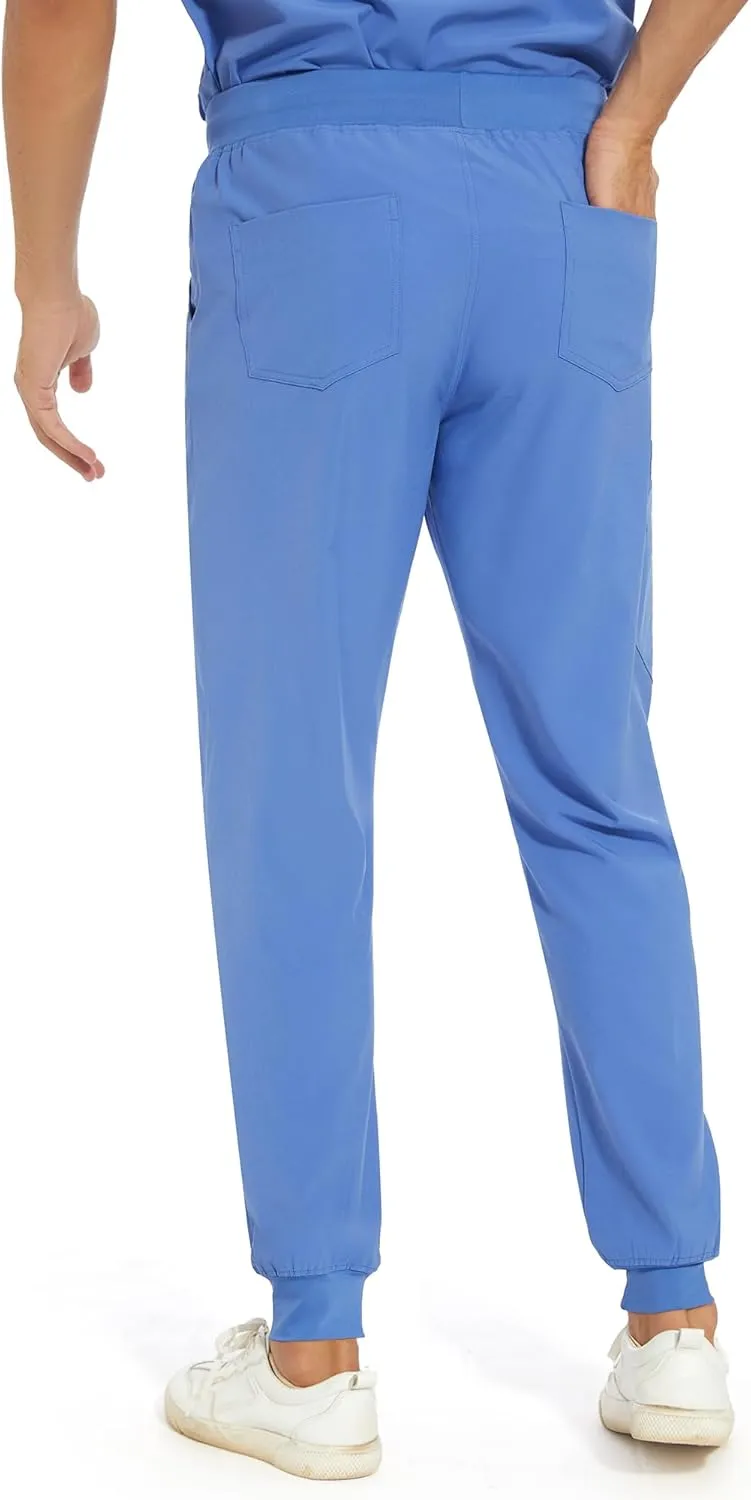 COZYFIT Scrub Pants for Men - Slim Jogger Pants with 5 Pockets, Yoga Waistband, Anti-Wrinkle Scrubs for Men