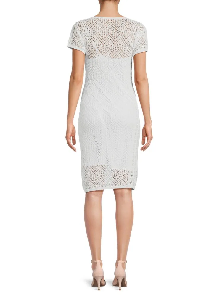 Crochet knee-length sheath dress Donna Karan New York, white