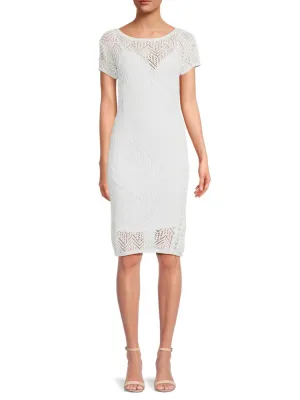 Crochet knee-length sheath dress Donna Karan New York, white
