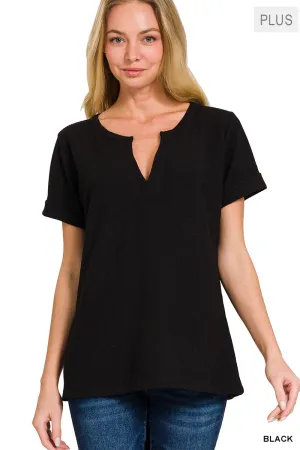 CURVY MELAGE BABY WAFFLE TOP