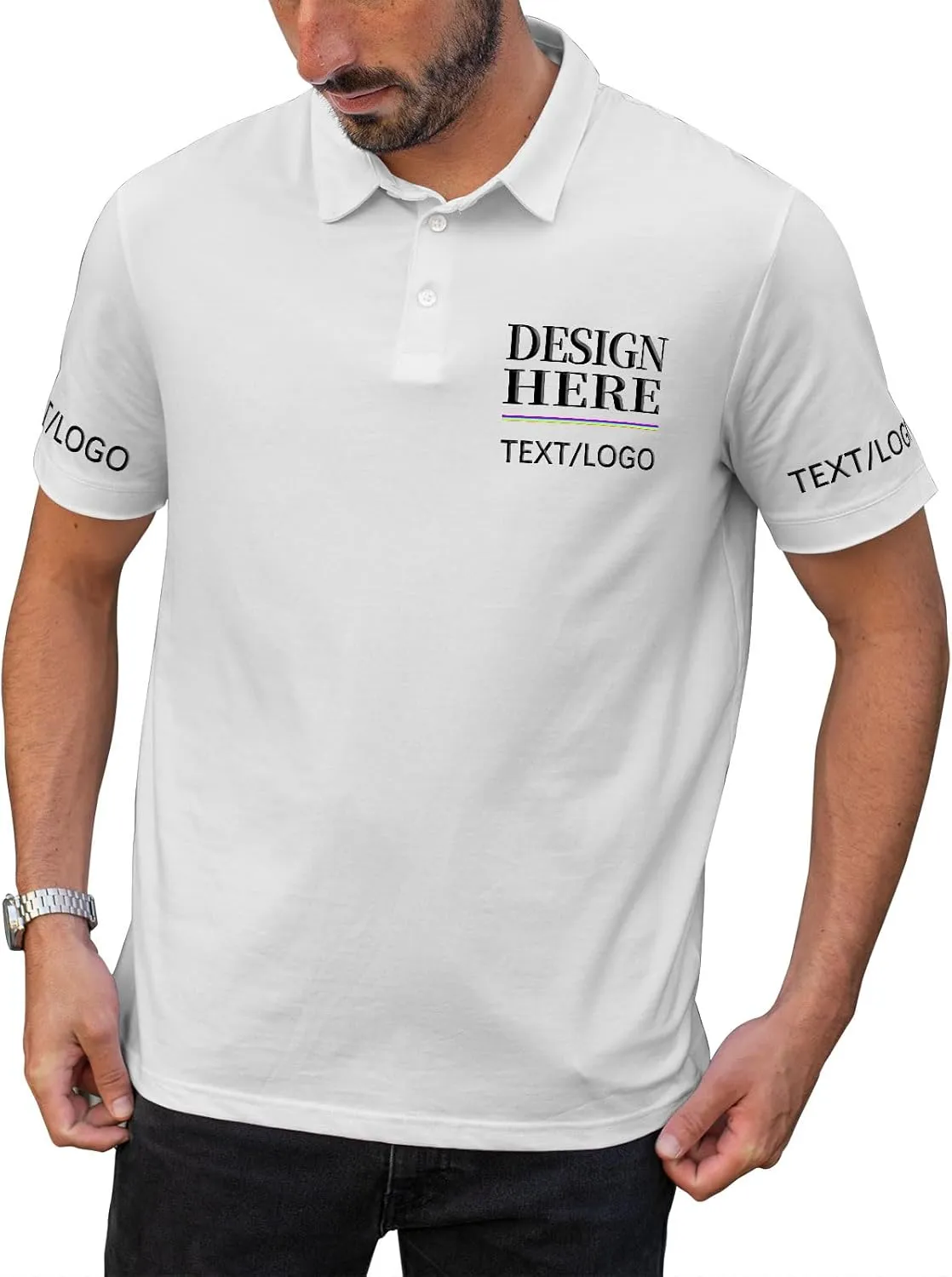 Custom Polo Shirts for Men Women, Personalized Golf Shirts with Text/Logo/Photo, Bulk Customized Business Polo Shirt