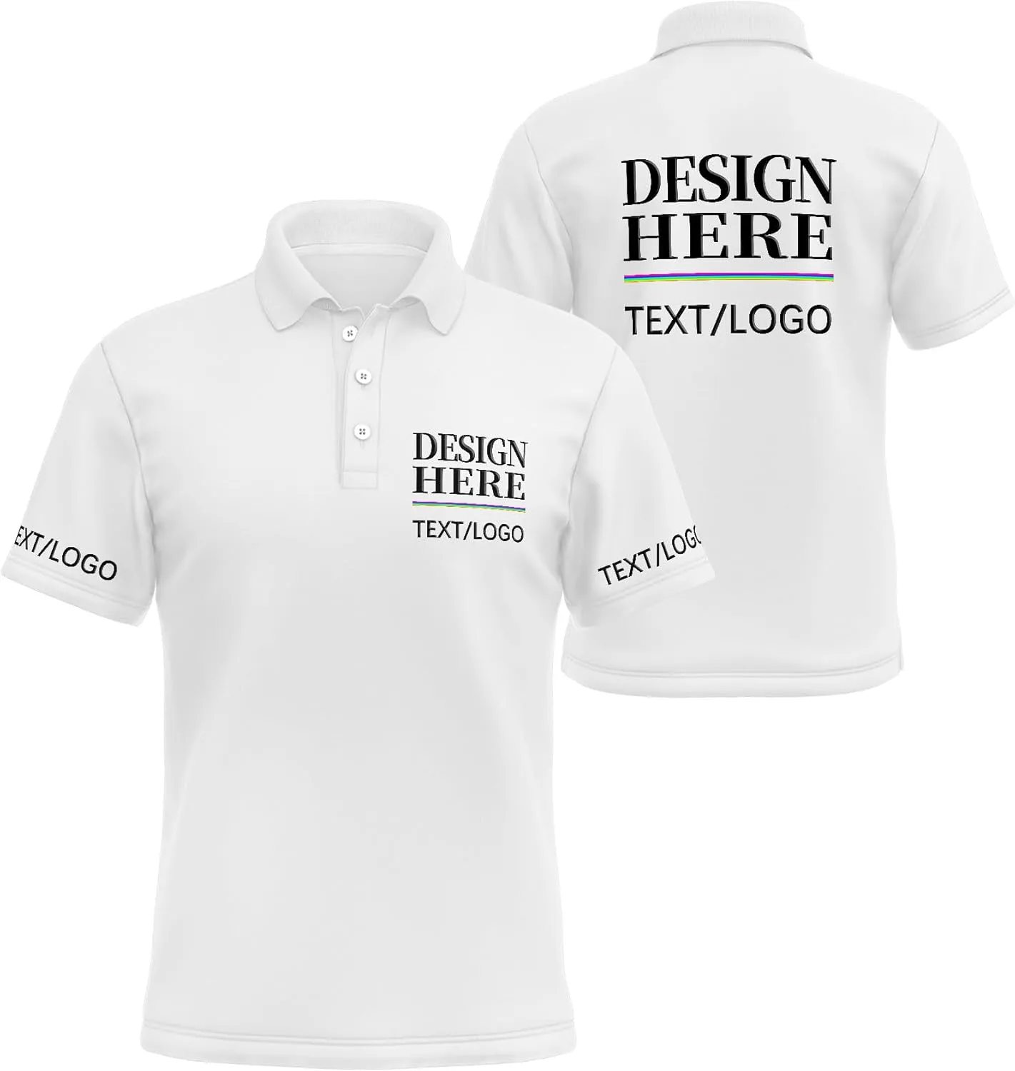 Custom Polo Shirts for Men Women, Personalized Golf Shirts with Text/Logo/Photo, Bulk Customized Business Polo Shirt