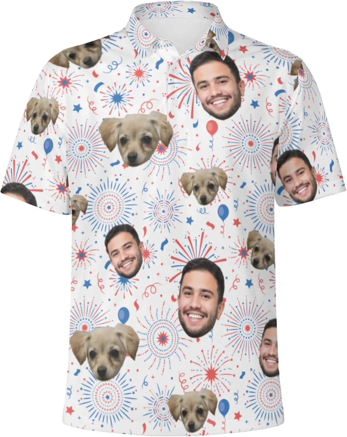 Custom Polo Shirts with Face Photo Golf Shirt Design Your Own Personalized Hawaiian Short Sleeve Performance
