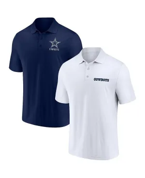 Dallas Cowboys Lockup Fanatics Men's White and Navy Signature Logo Polo 2 Pack , multicolor