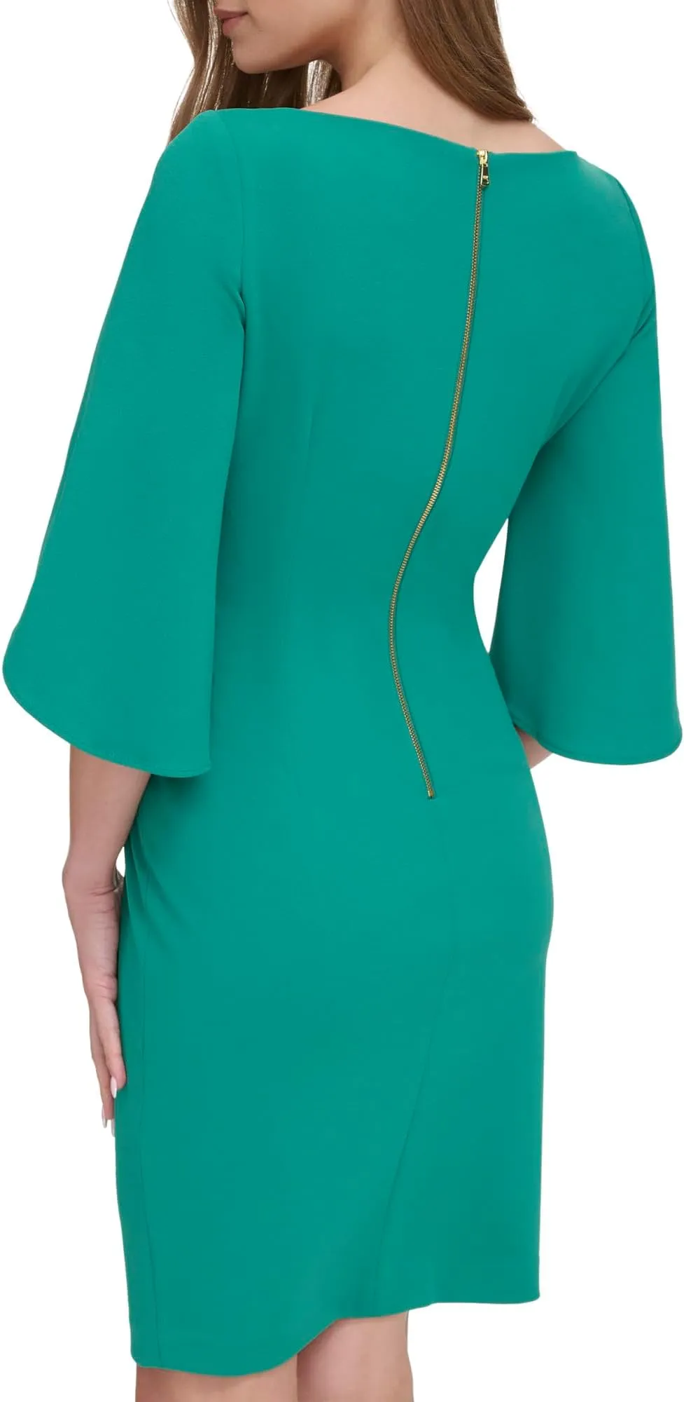 DKNY Open Sleeve Ruched Sheath Dress, Green Crystal