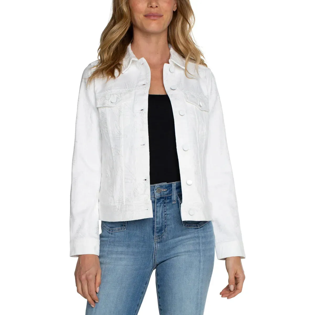 Eco Jean Jacket with Floral Embroidery