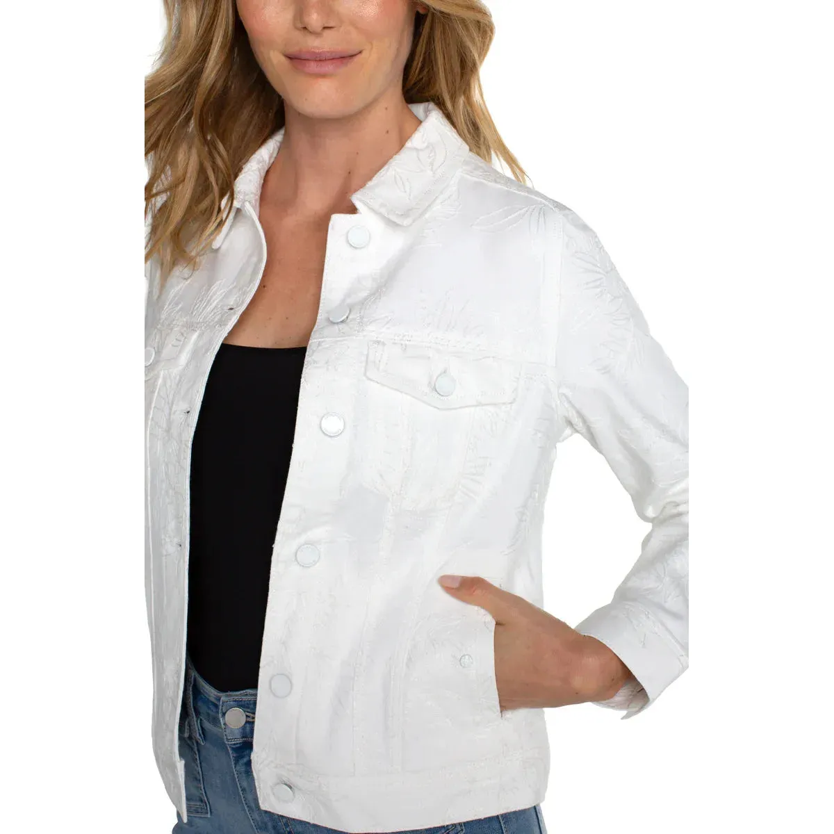 Eco Jean Jacket with Floral Embroidery