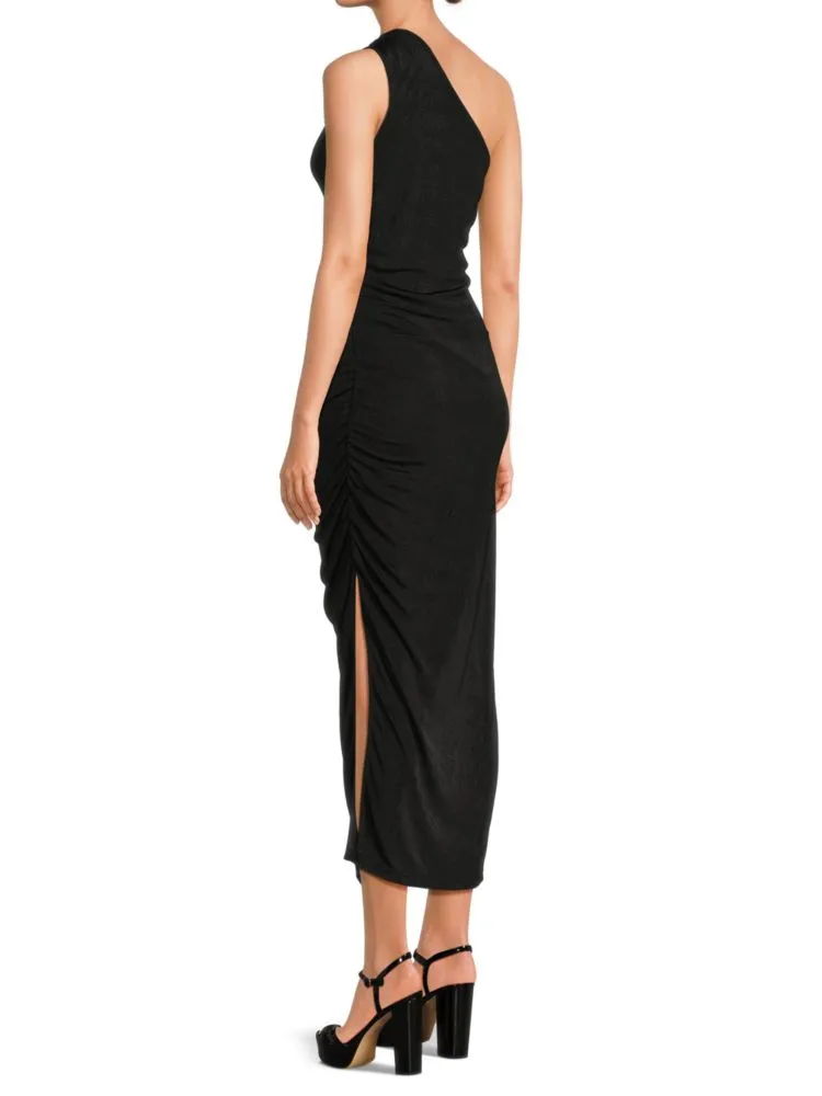 Elyn Caara one-shoulder midi sheath dress, black