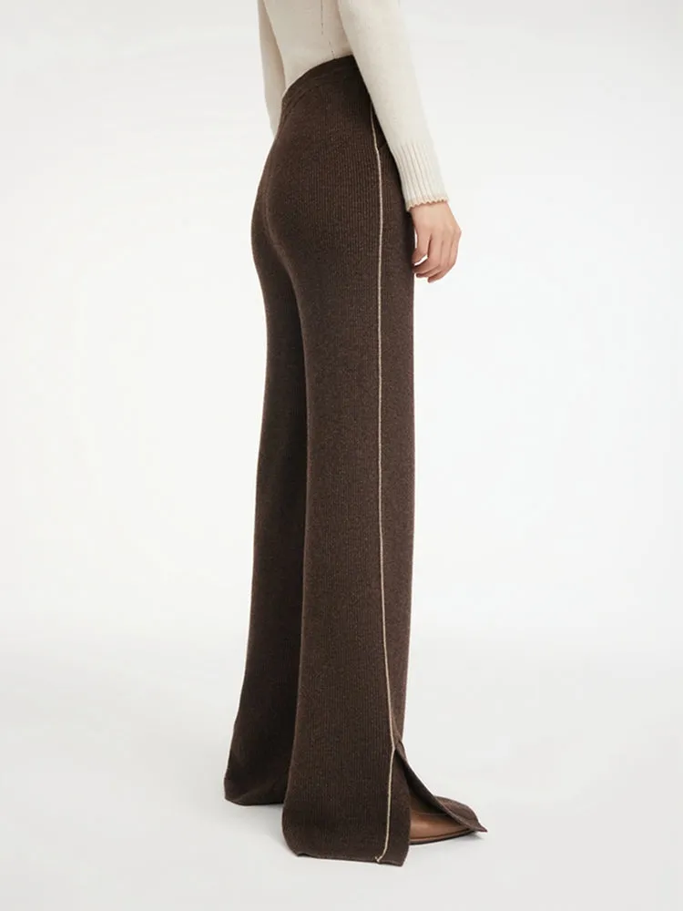 EP YAYING Bootcut Slit-hem Knit Pants