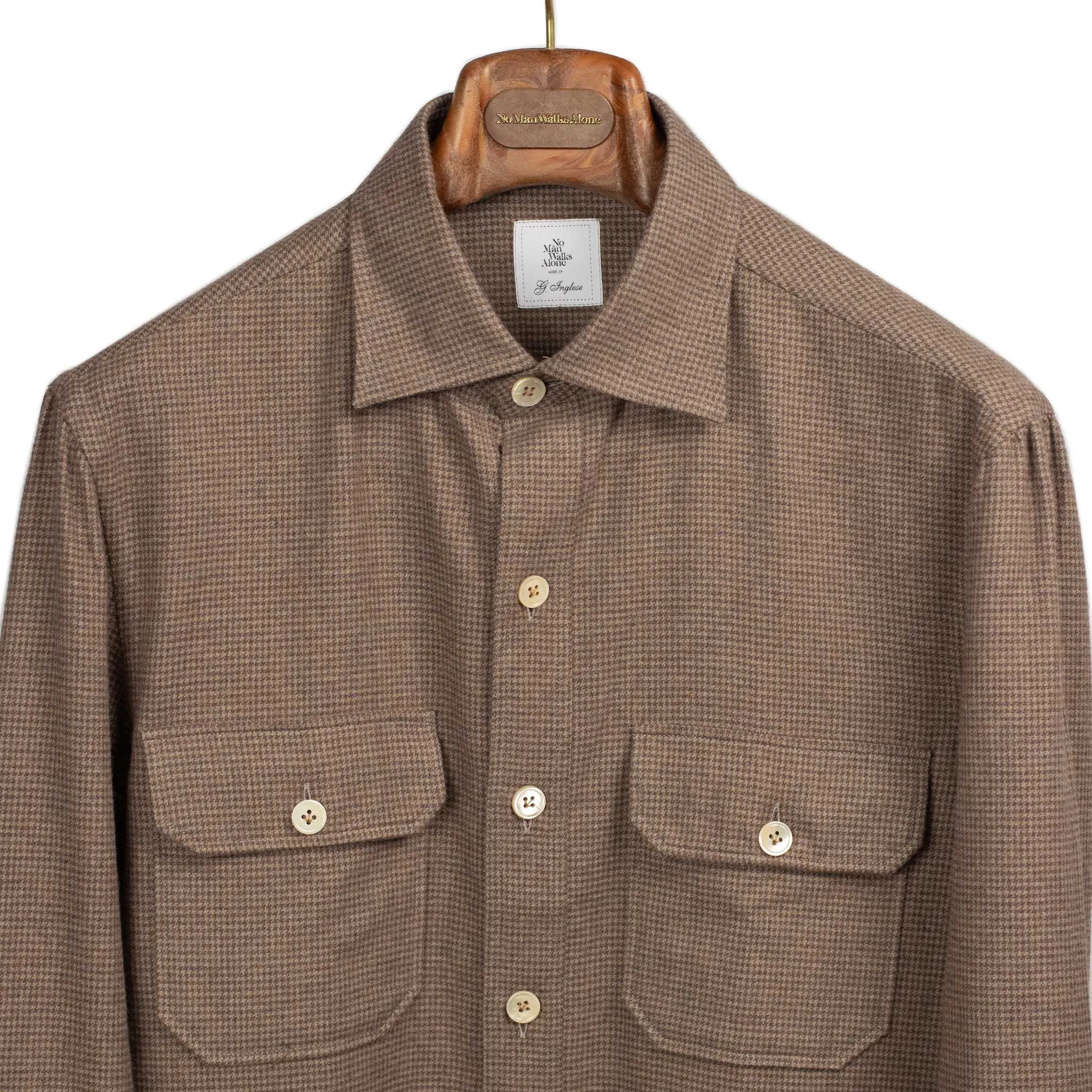 Exclusive Work Shirt in brown microtooth cotton