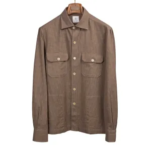 Exclusive Work Shirt in brown microtooth cotton