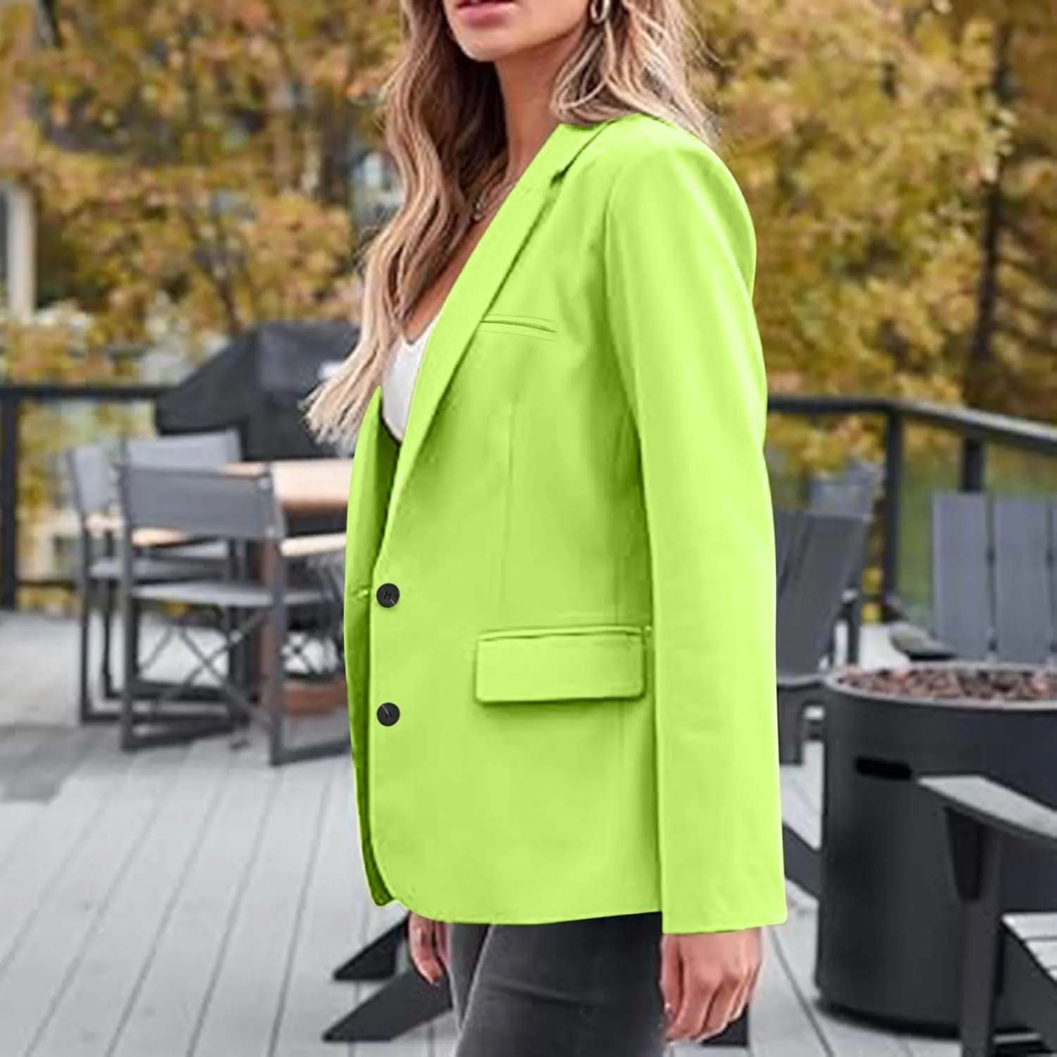 Firzero Womens Blazers for Work Casual Office Jacket 2024 Work Lapel Button Down Solid Elegant Long Sleeve Dressy Jackets