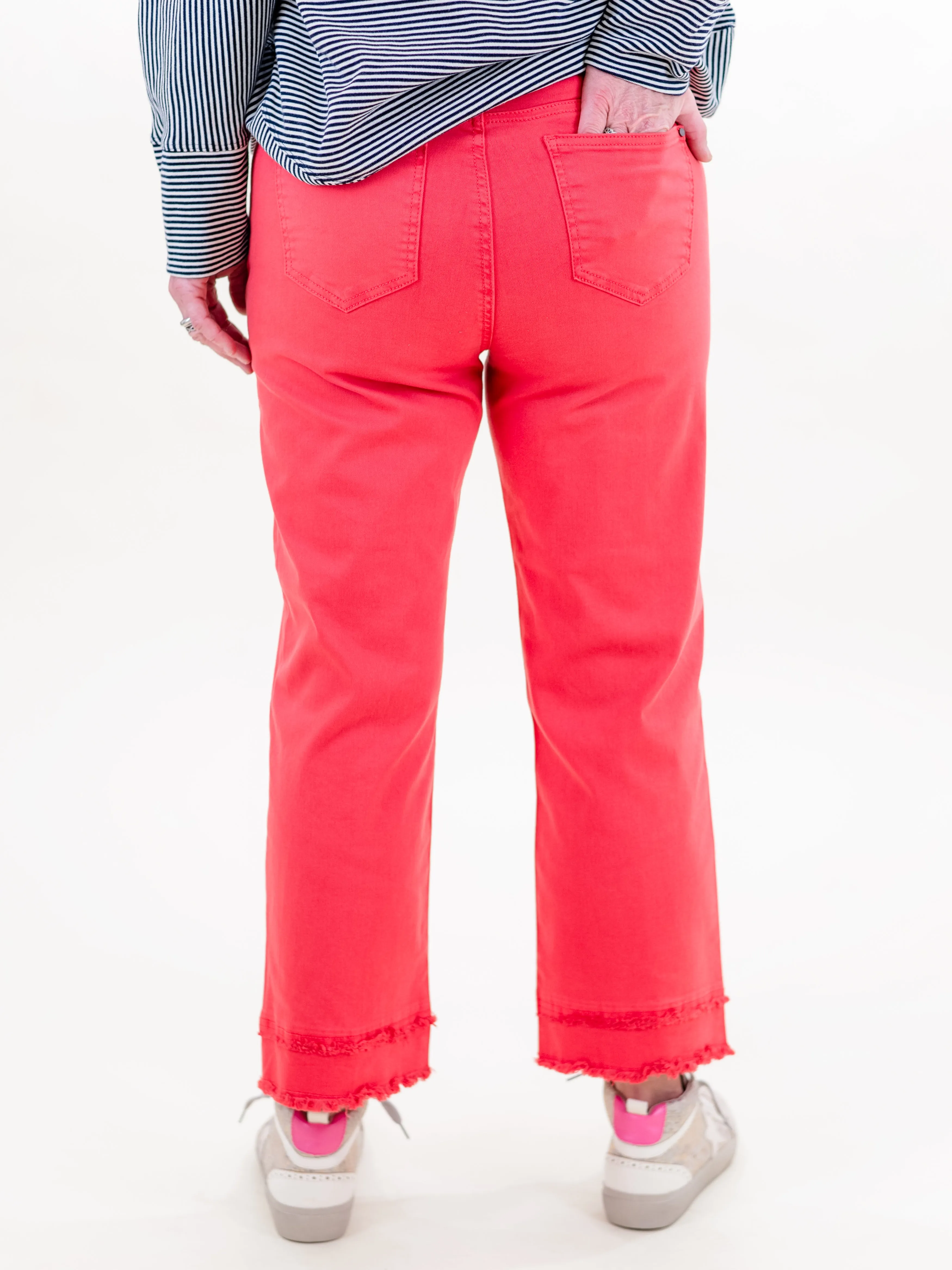 Fringe Straight Leg Pant Watermelon by Tru Luxe