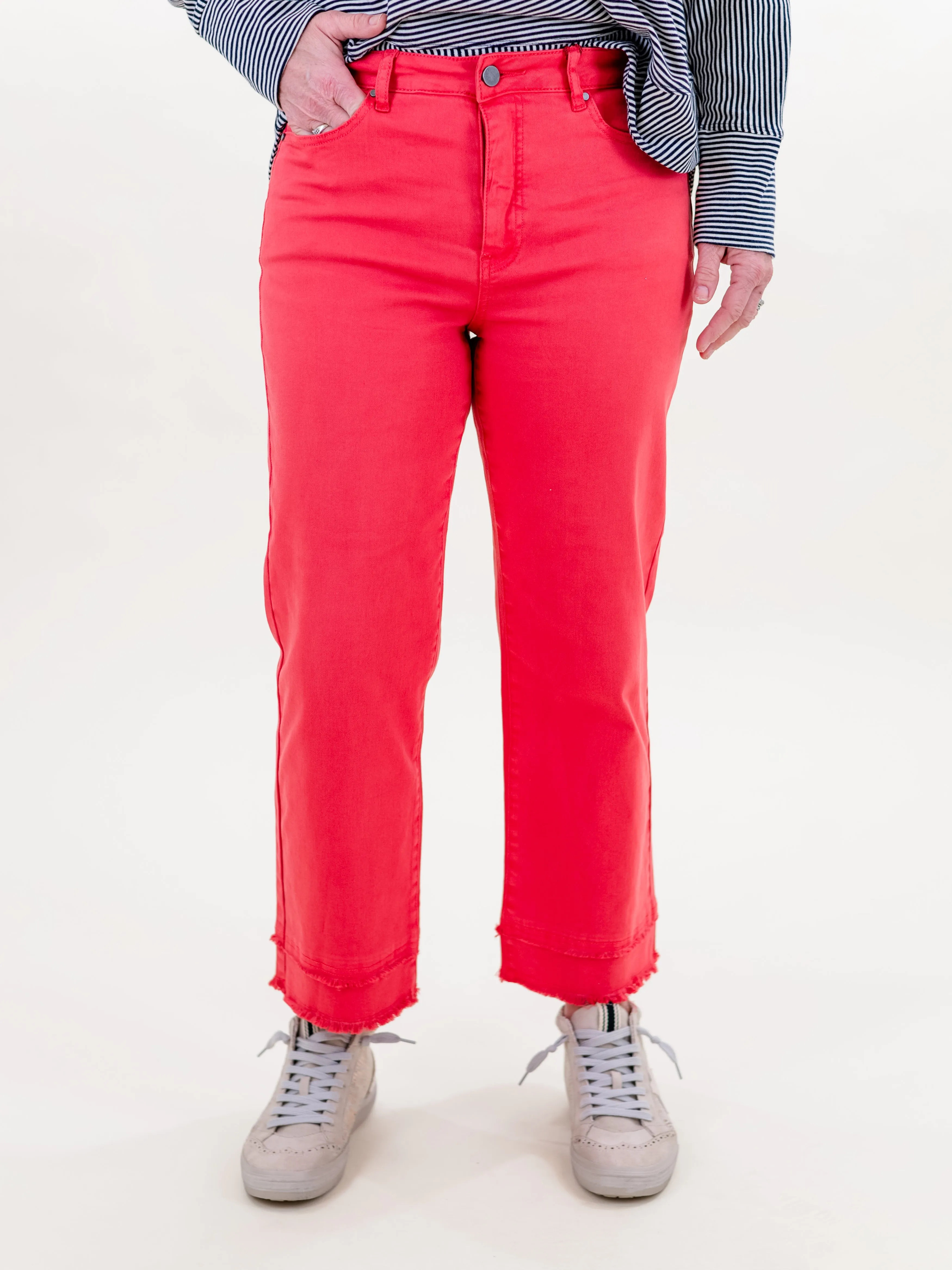 Fringe Straight Leg Pant Watermelon by Tru Luxe