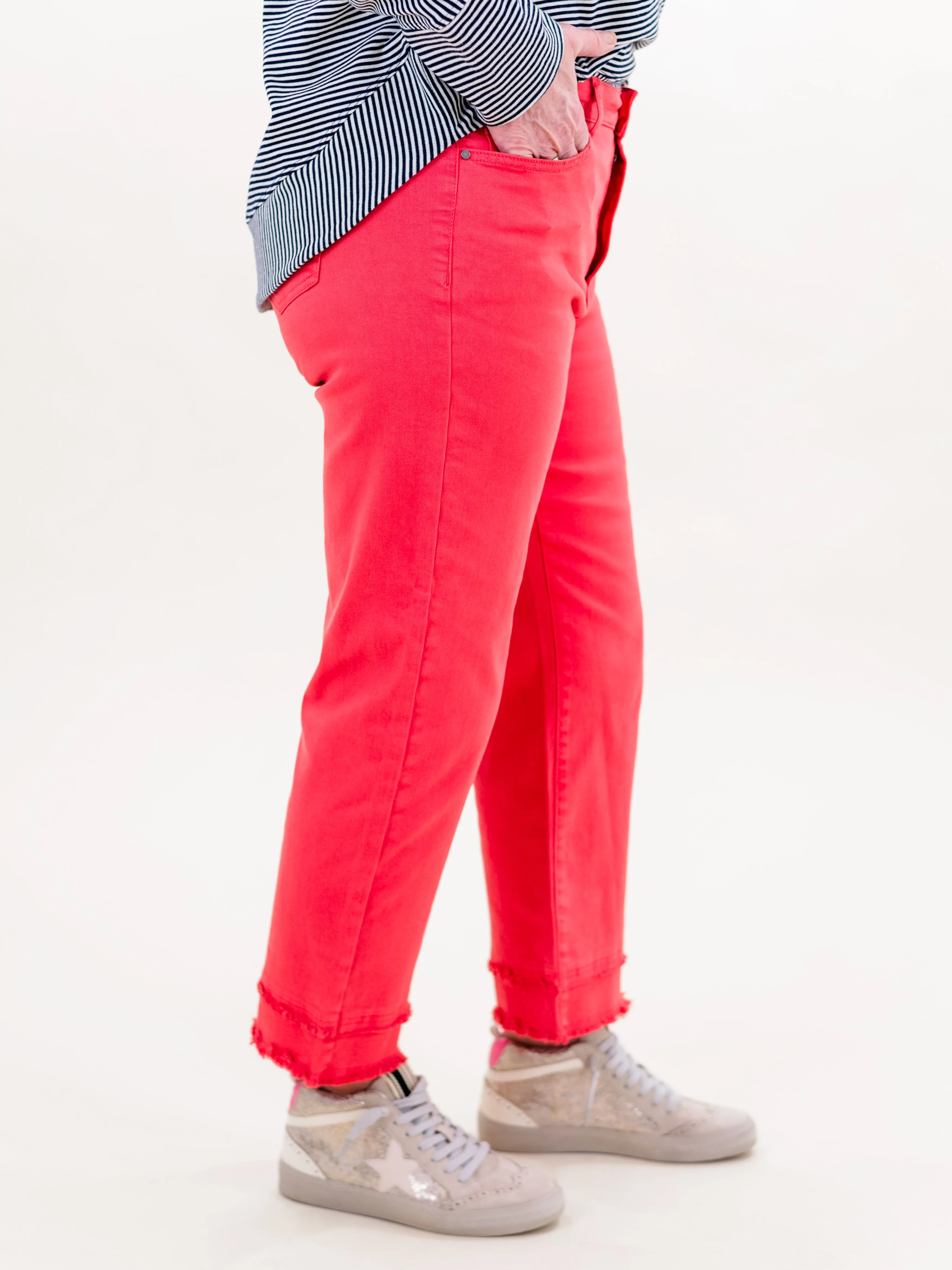 Fringe Straight Leg Pant Watermelon by Tru Luxe