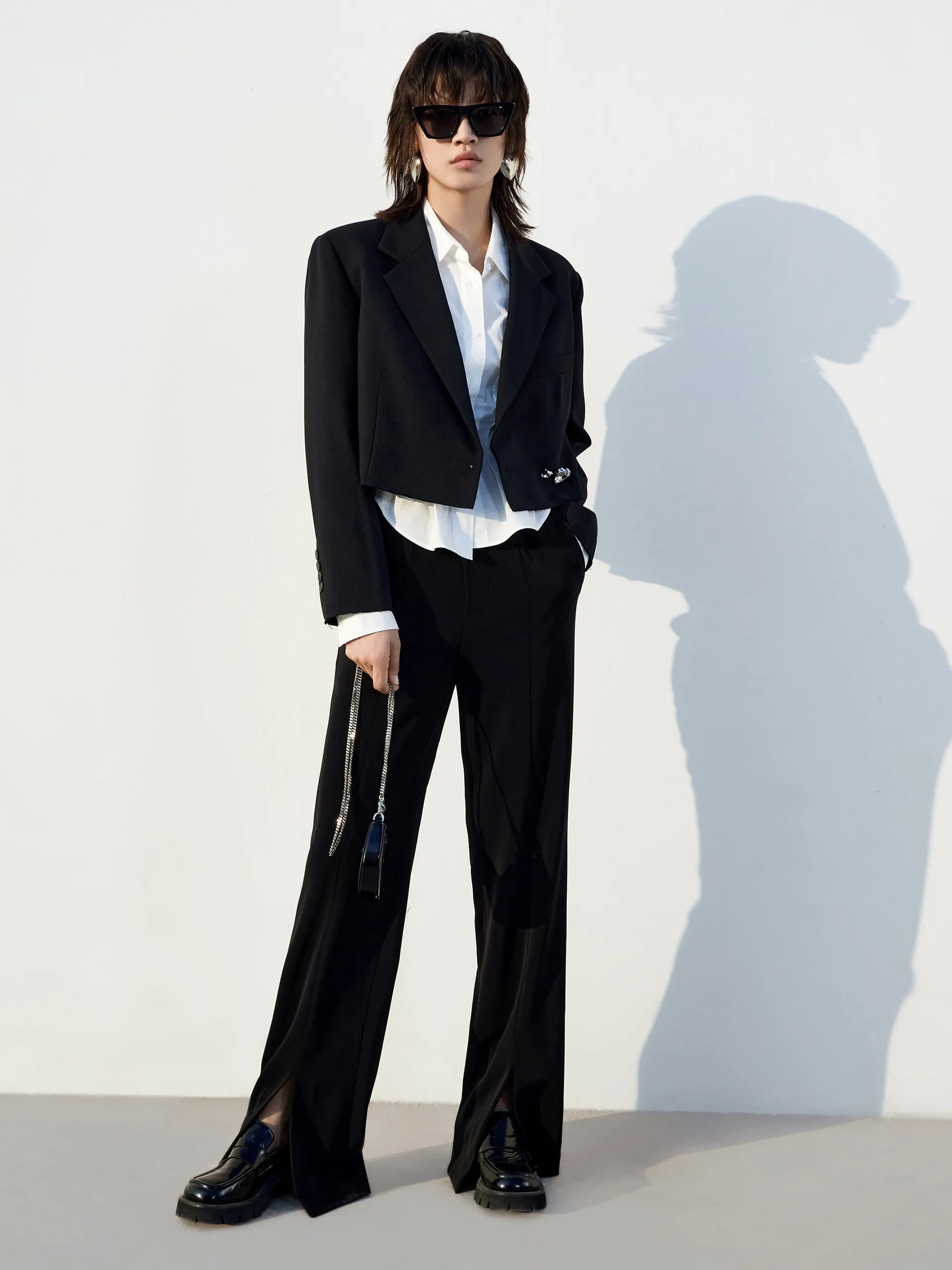 Front Slit Long Straight Leg Pants