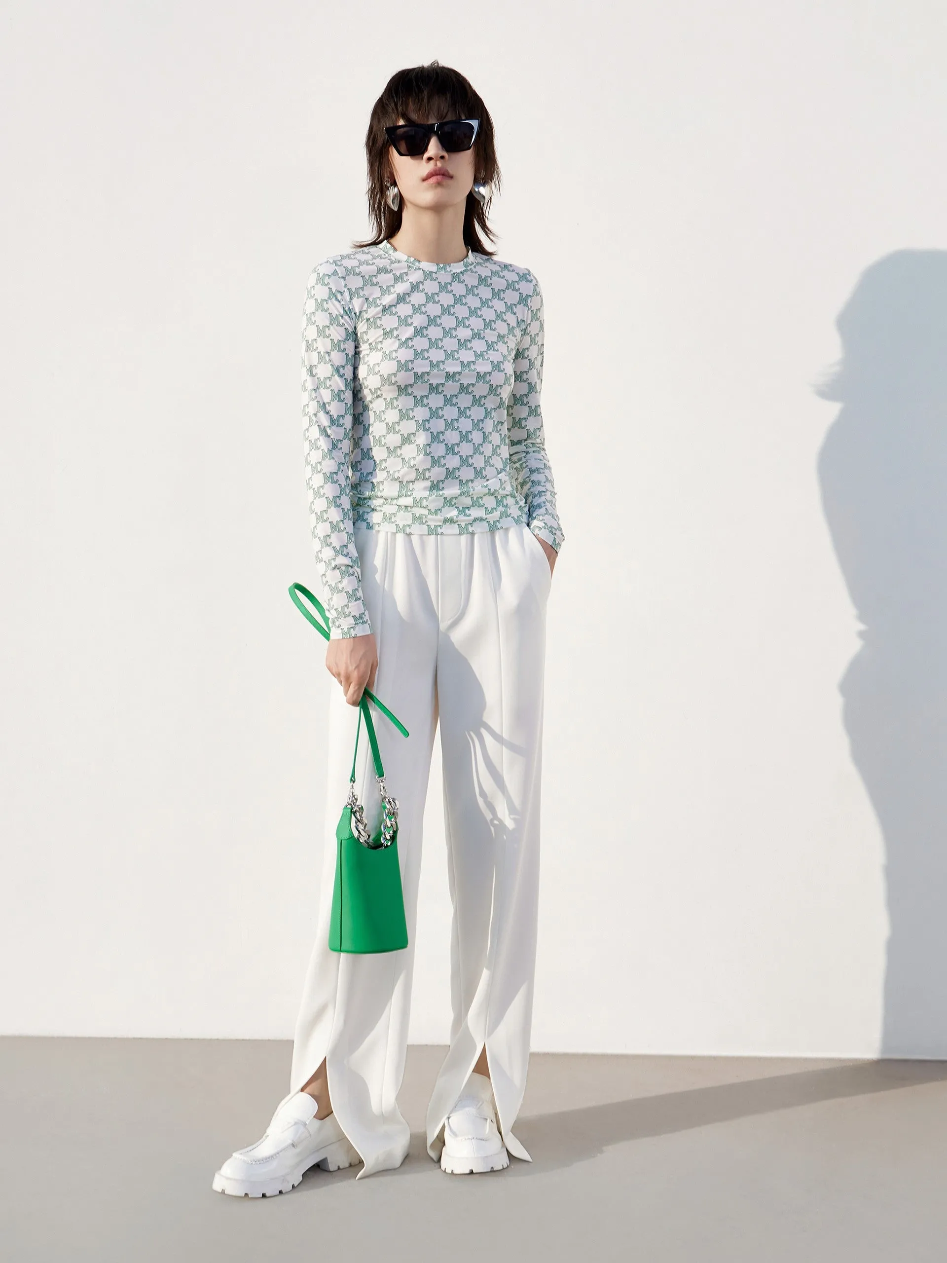 Front Slit Long Straight Leg Pants