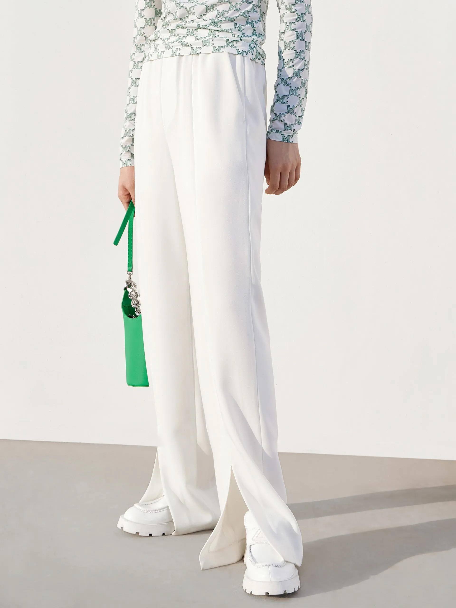 Front Slit Long Straight Leg Pants