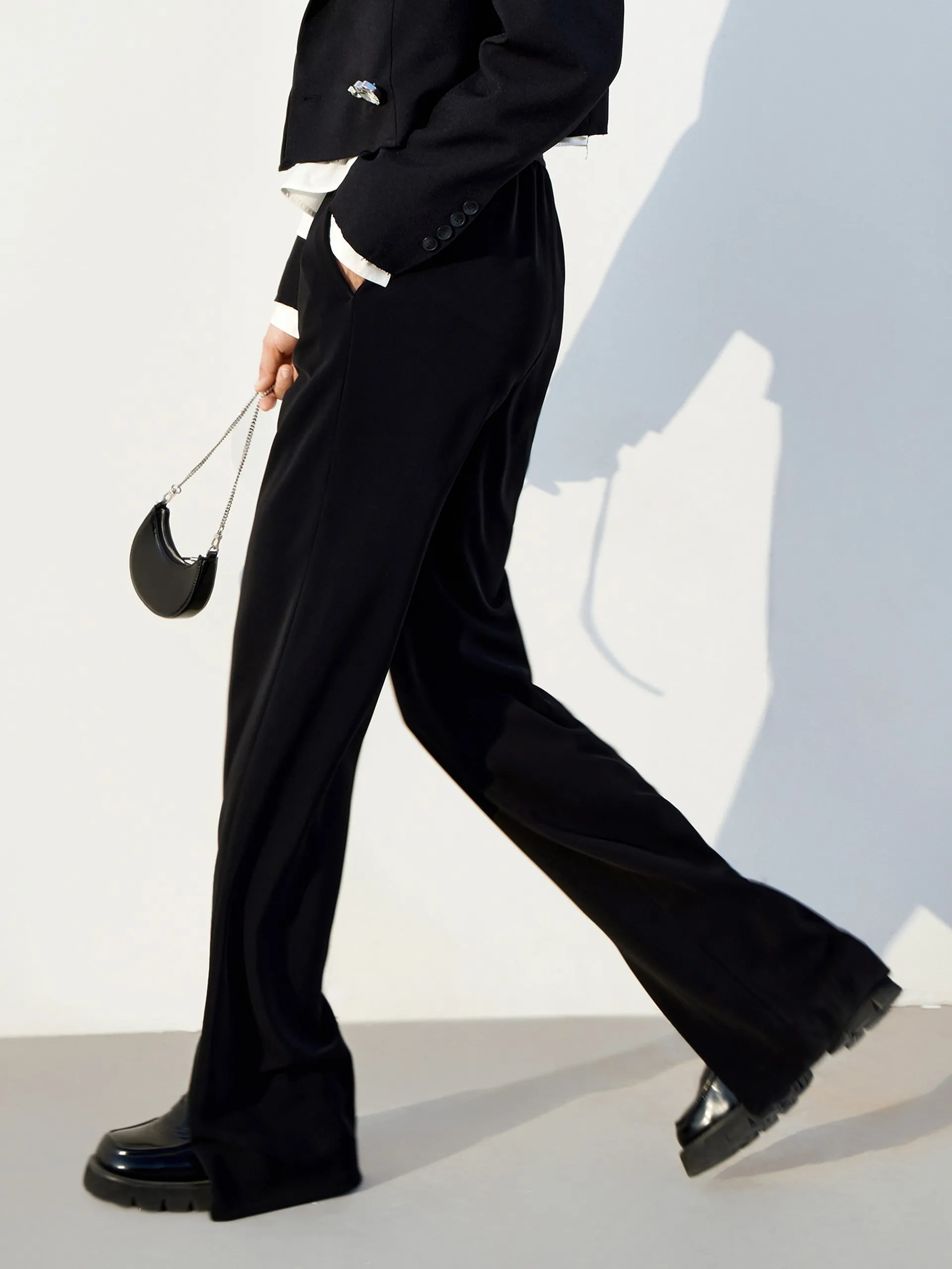 Front Slit Long Straight Leg Pants