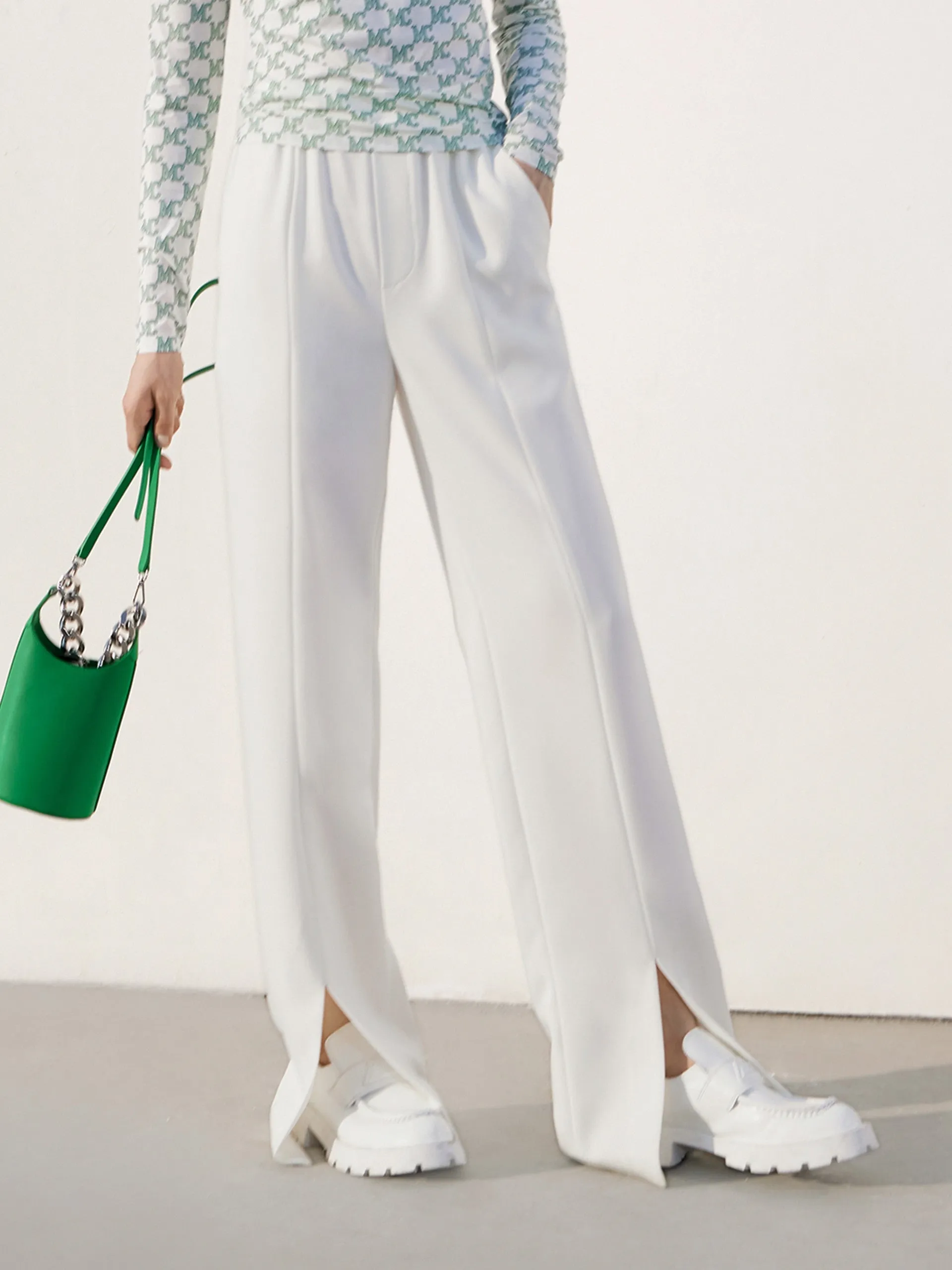 Front Slit Long Straight Leg Pants